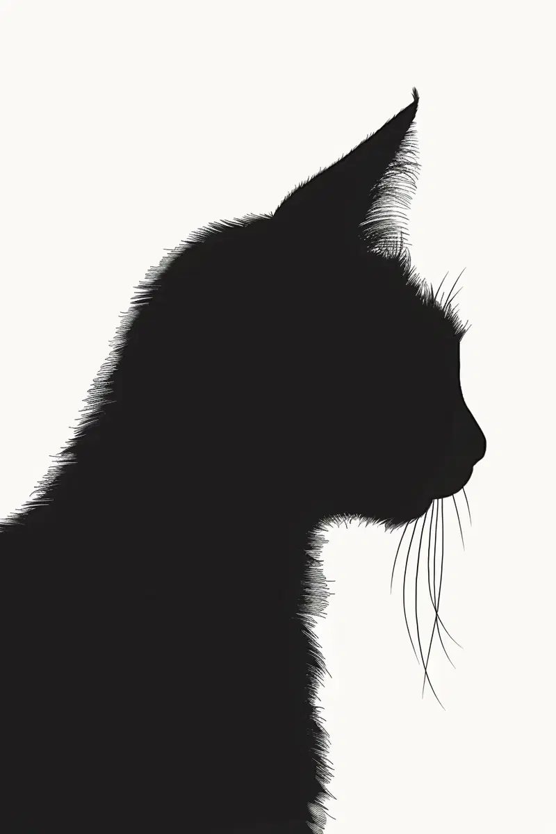 Modern Black Cat Silhouette Printable Wall Art Decor