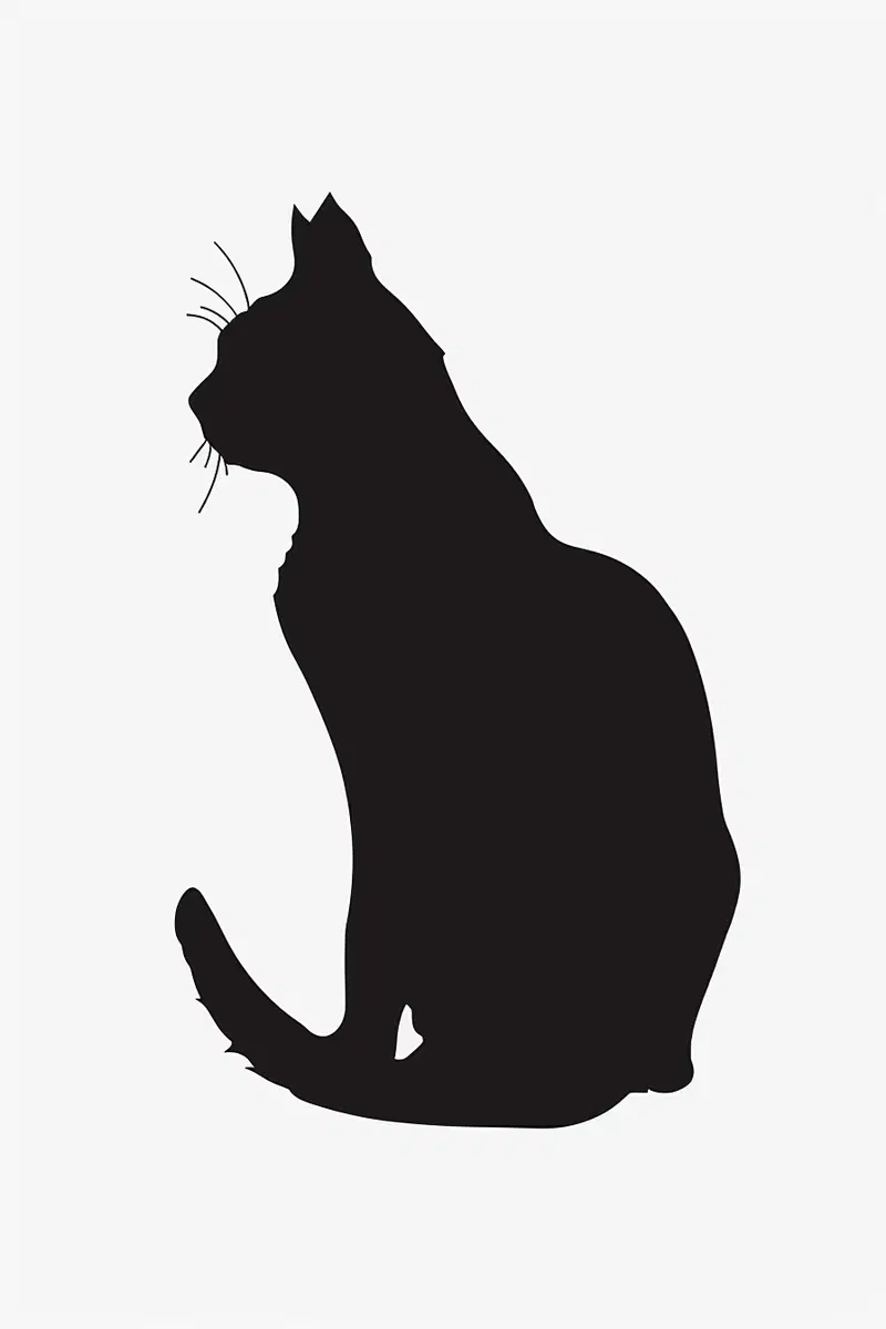 Modern Black Cat Silhouette Printable Wall Art Decor