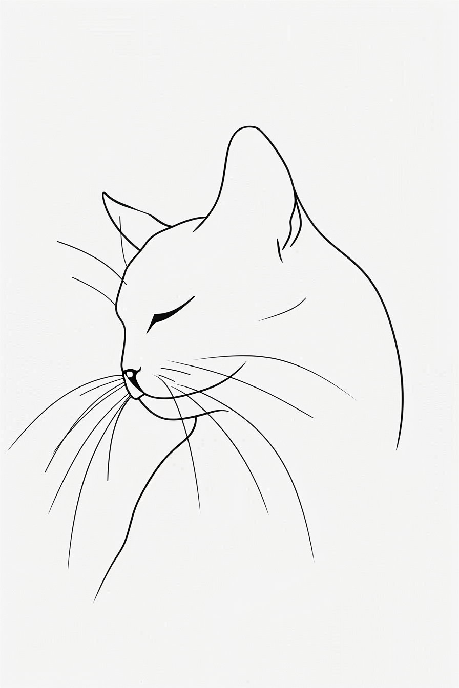 Minimalist cat line art in elegant black and white