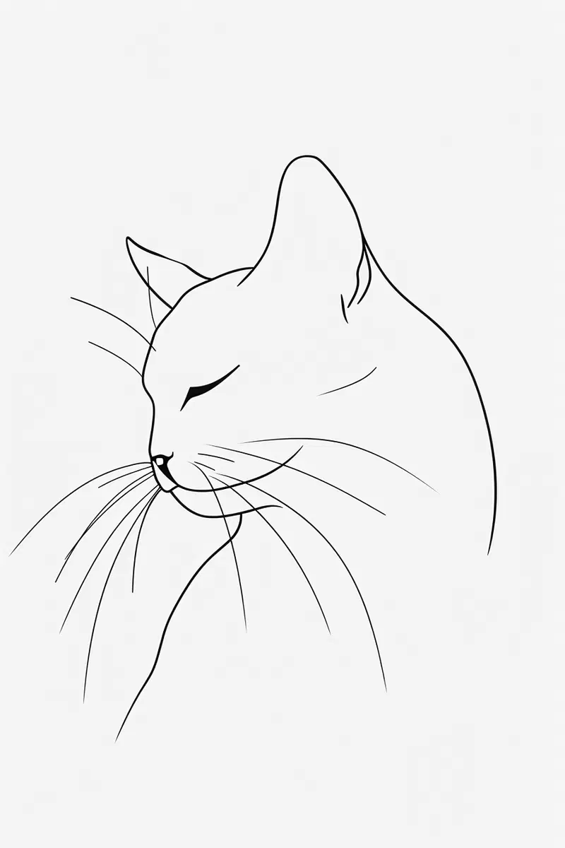 Minimalist Cat Line Art Printable Wall Decor Design