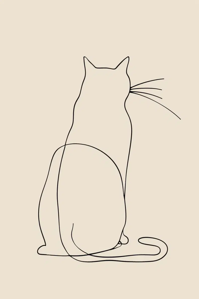 Minimalist Cat Line Art Printable Wall Decor Aesthetic