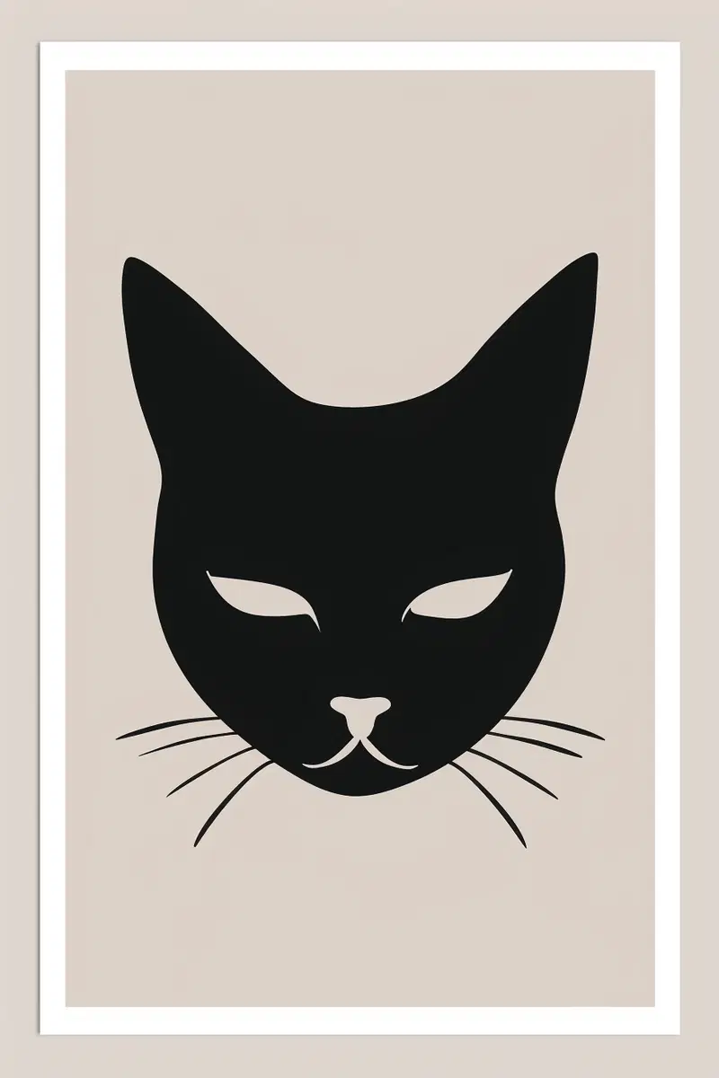 Minimalist Cat Face Printable Wall Art for Modern Decor