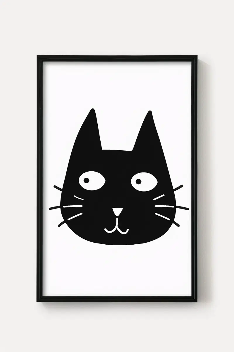 Minimalist Cat Face Printable Wall Art for Modern Decor