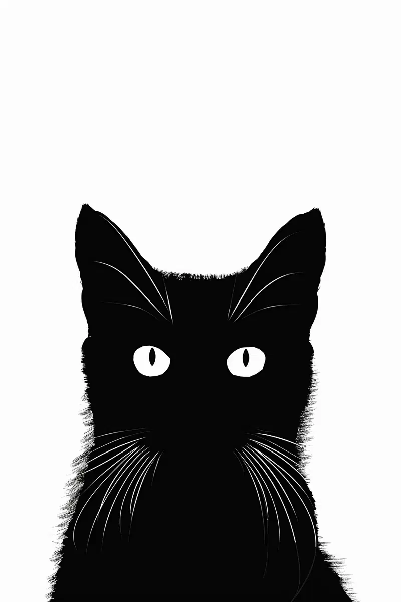 Bold Black Cat Printable Wall Art for Minimalist Decor