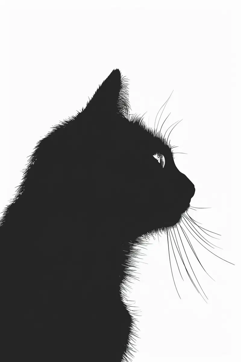 Bold Black Cat Printable Wall Art for Minimalist Decor