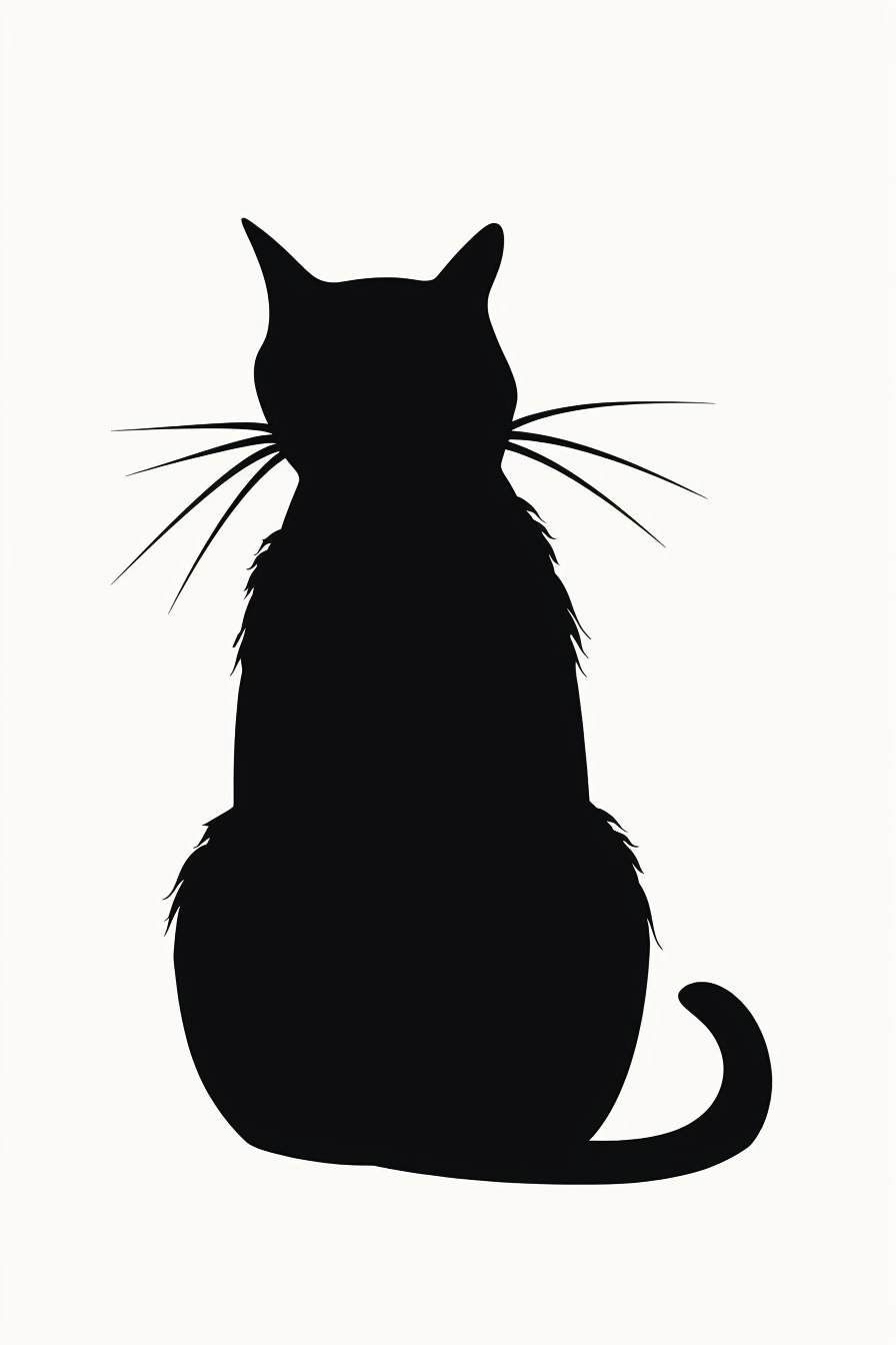 Bold black cat silhouette on white background wall art