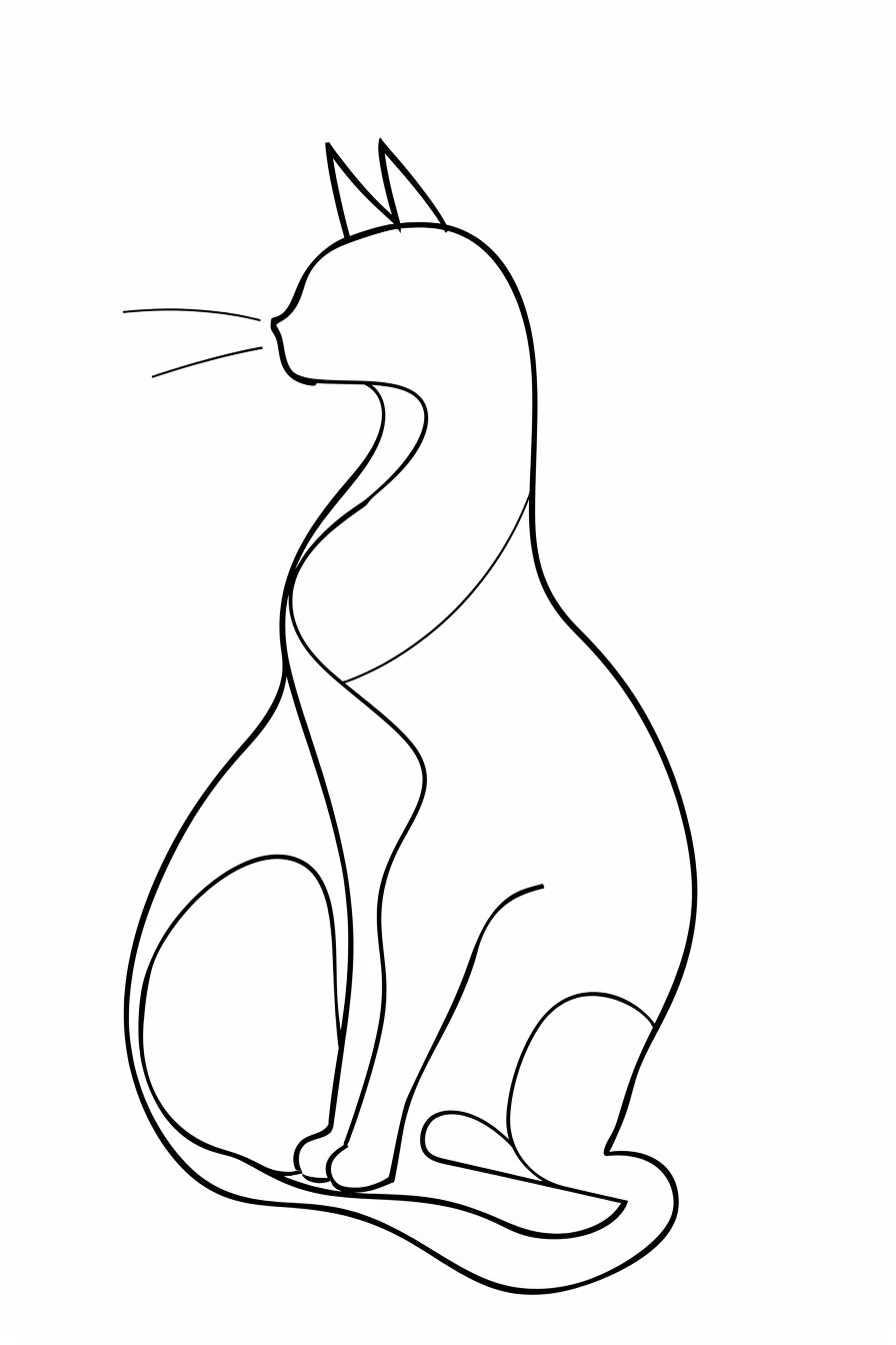 Elegant minimalist cat outline in continuous line drawing
