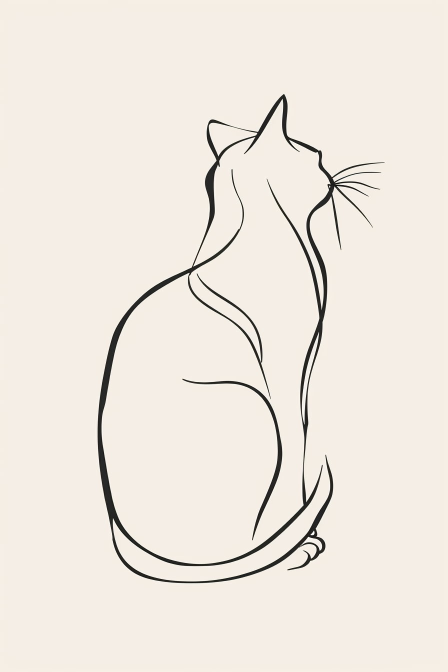 Elegant minimalist cat outline in continuous line drawing