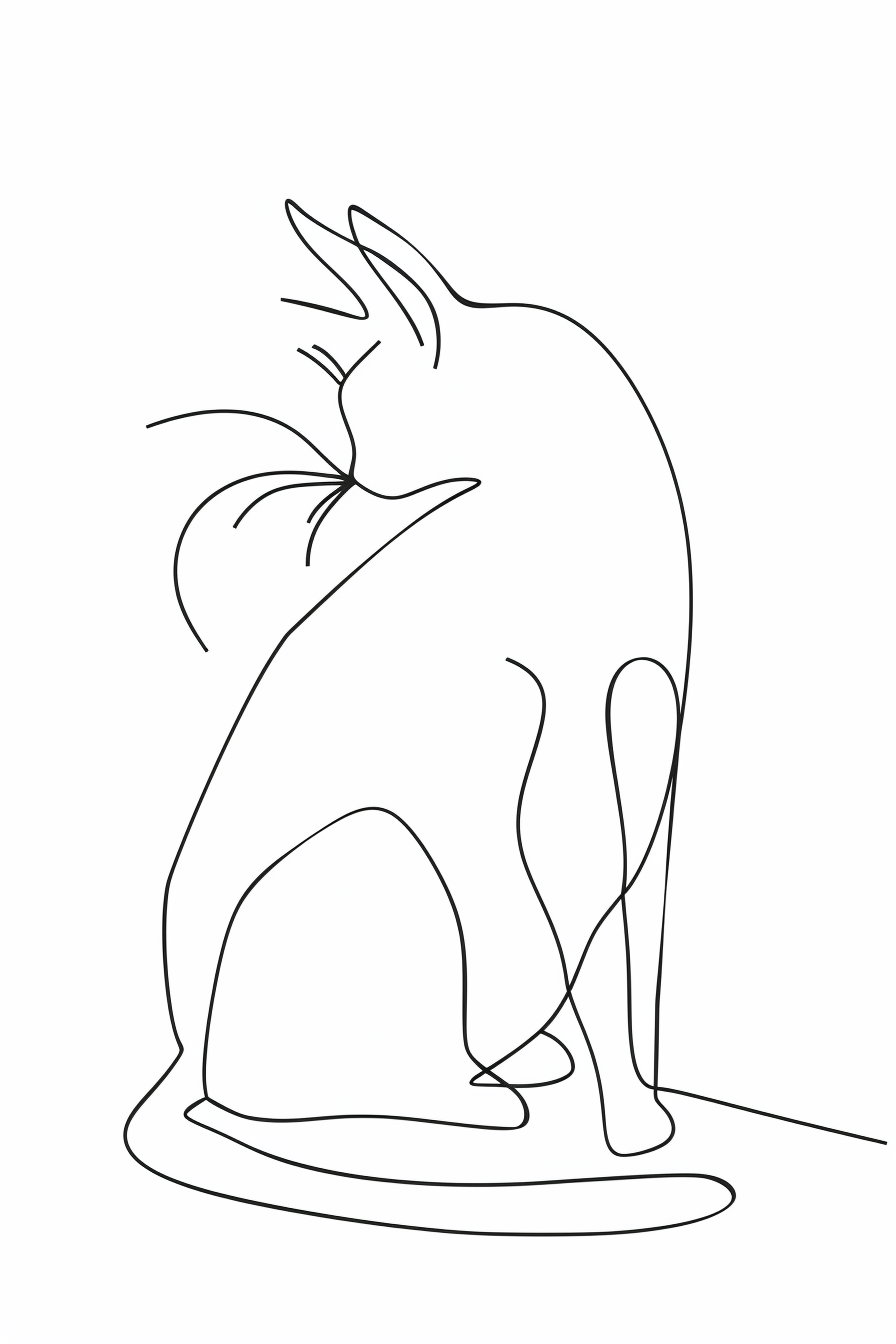 Elegant minimalist cat outline in continuous line drawing
