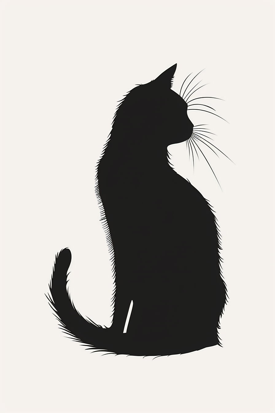 Minimalist black cat silhouette in high contrast design