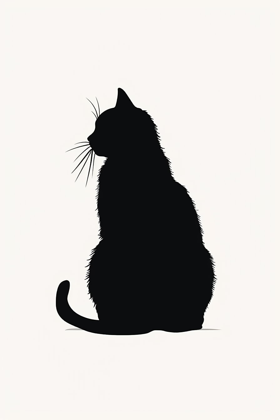 Minimalist black cat silhouette in high contrast art print