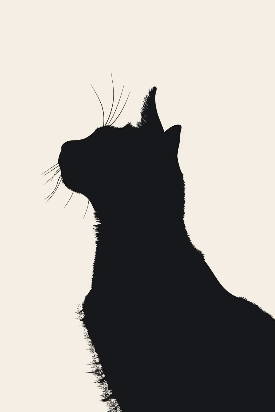 Minimalist black cat silhouette in high contrast design