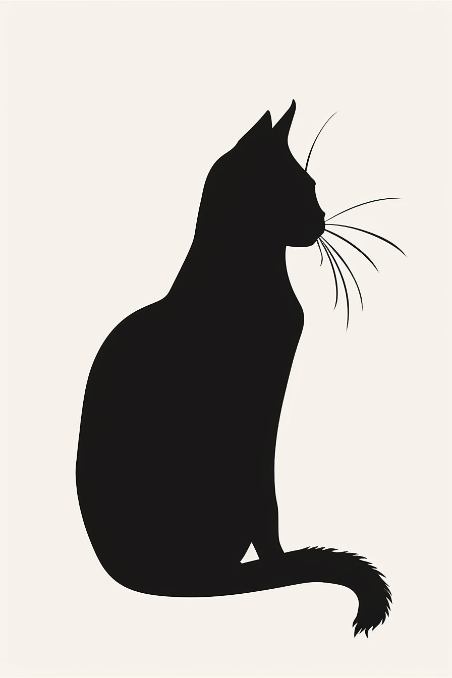 Minimalist black cat silhouette in high contrast design