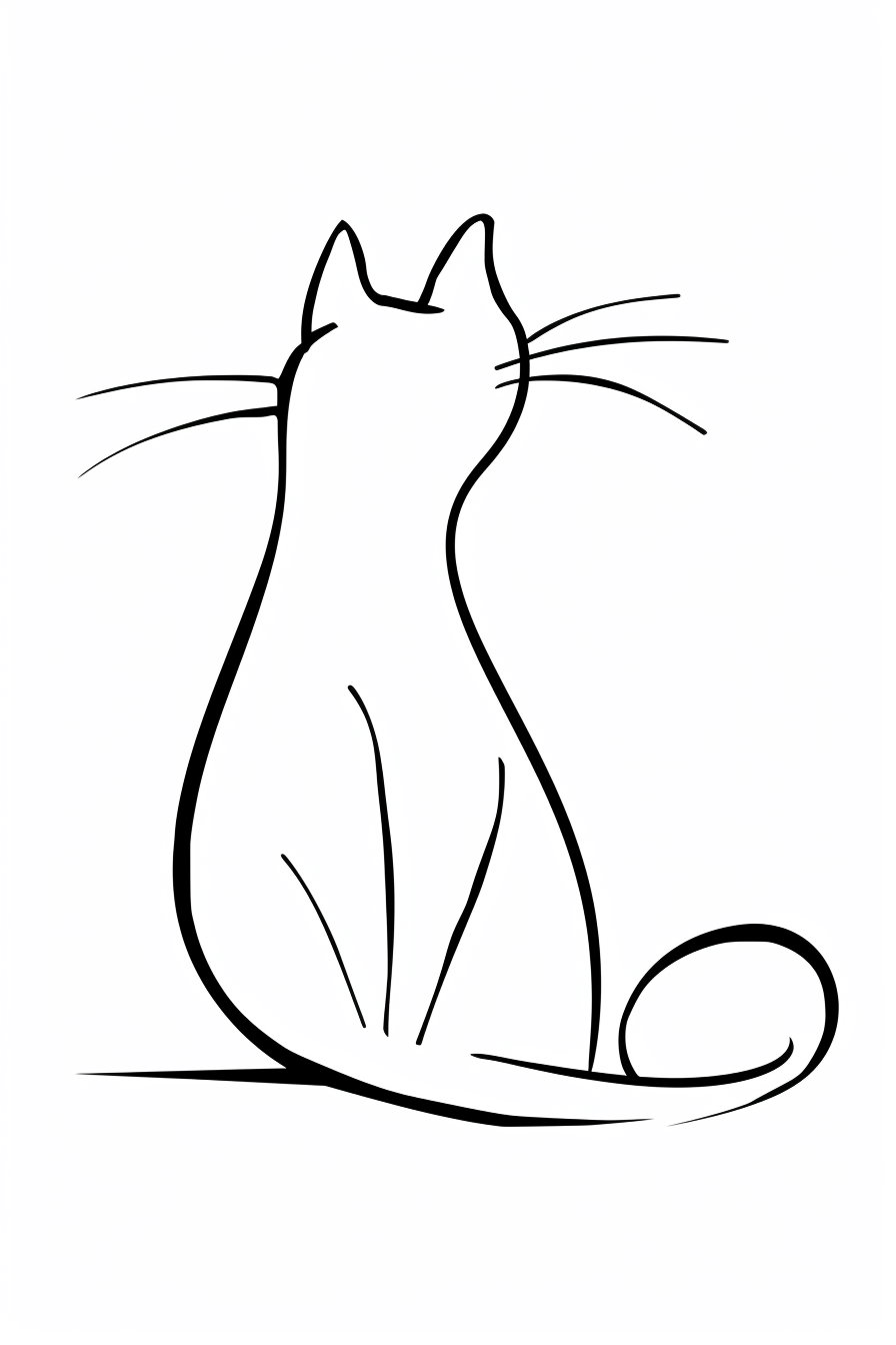 Minimalist cat outline in one continuous line drawing
