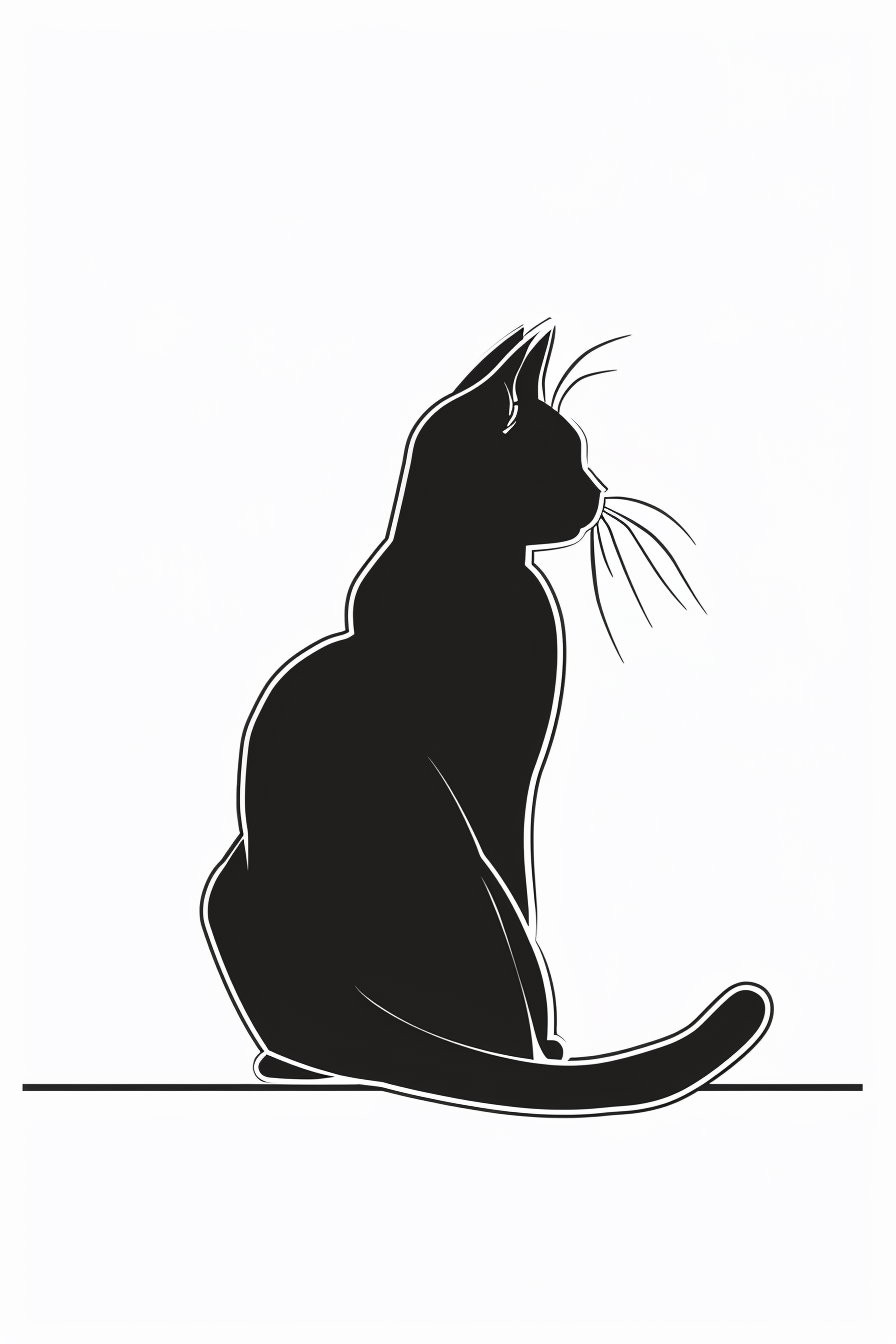 Minimalist cat outline in one continuous line drawing
