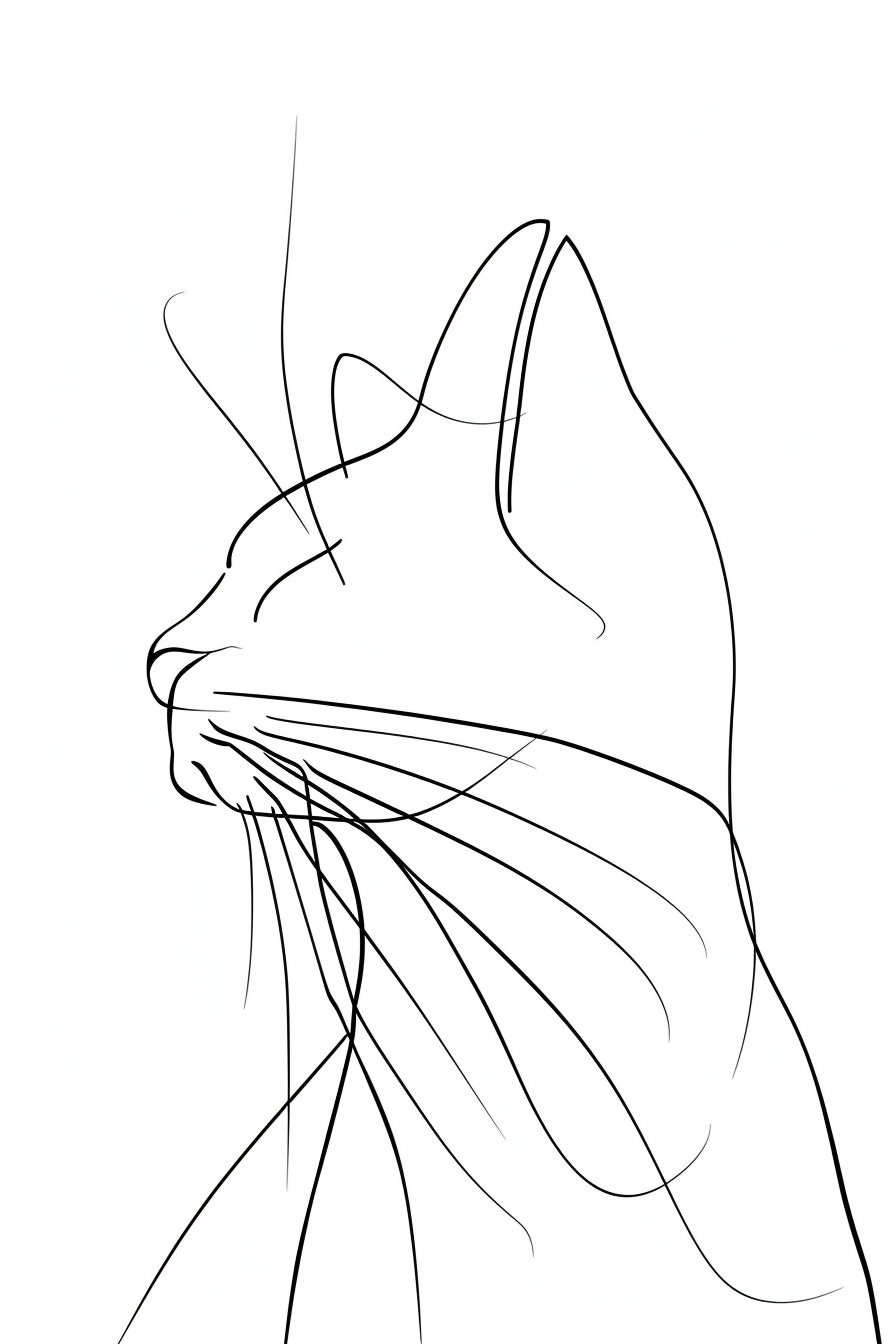 Elegant continuous line cat silhouette in minimal design