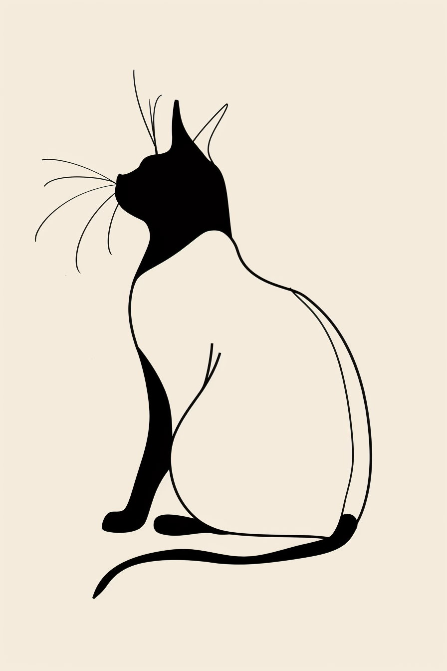 Elegant continuous line cat silhouette in minimalist design
