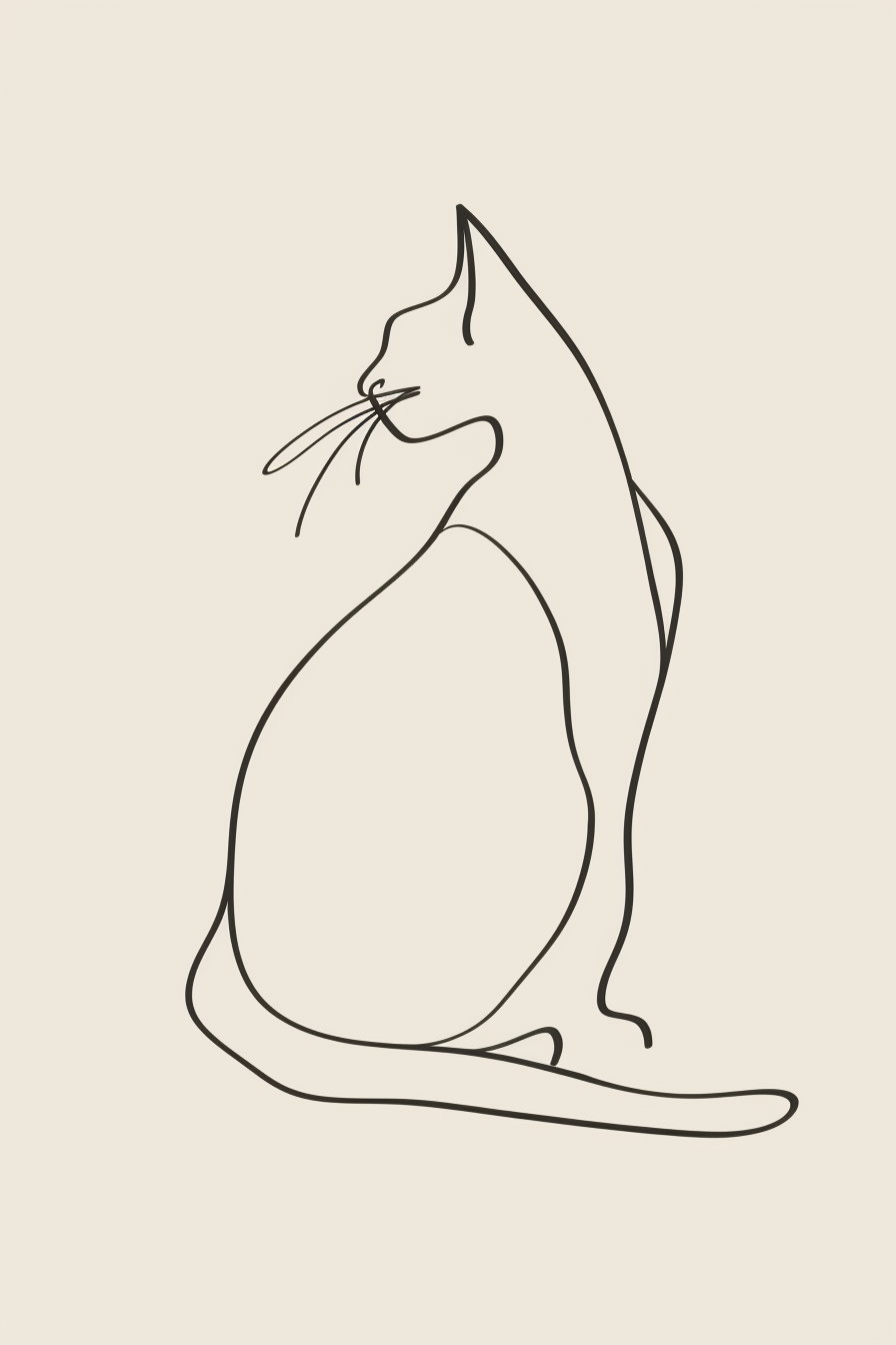 Elegant continuous line cat silhouette in minimalist design
