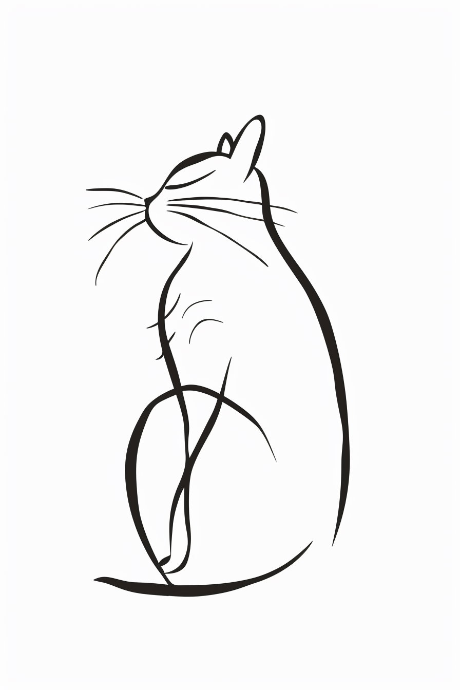 Bold minimal line cat illustration on white background