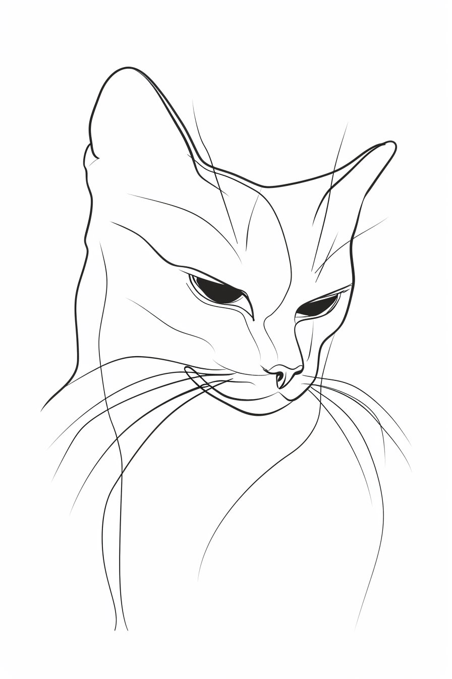 Minimalist line art cat portrait in elegant design