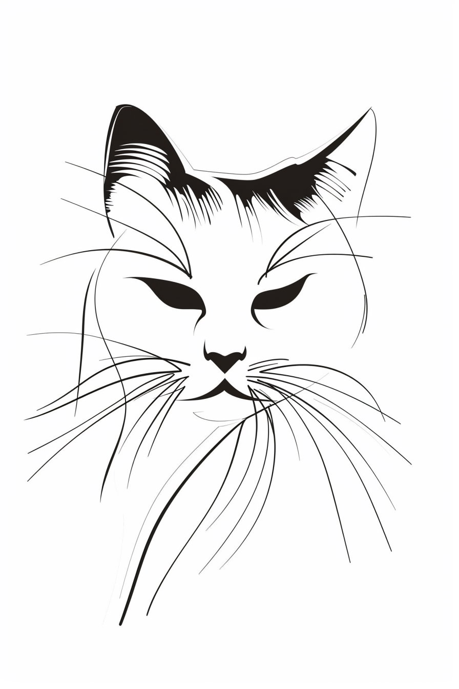 Minimalist line art cat portrait in elegant design