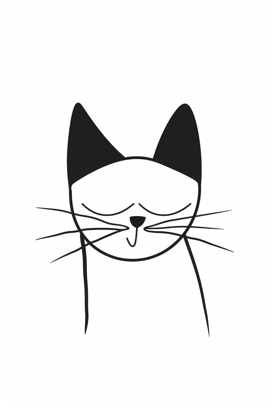 Minimalist line art cat portrait in elegant design