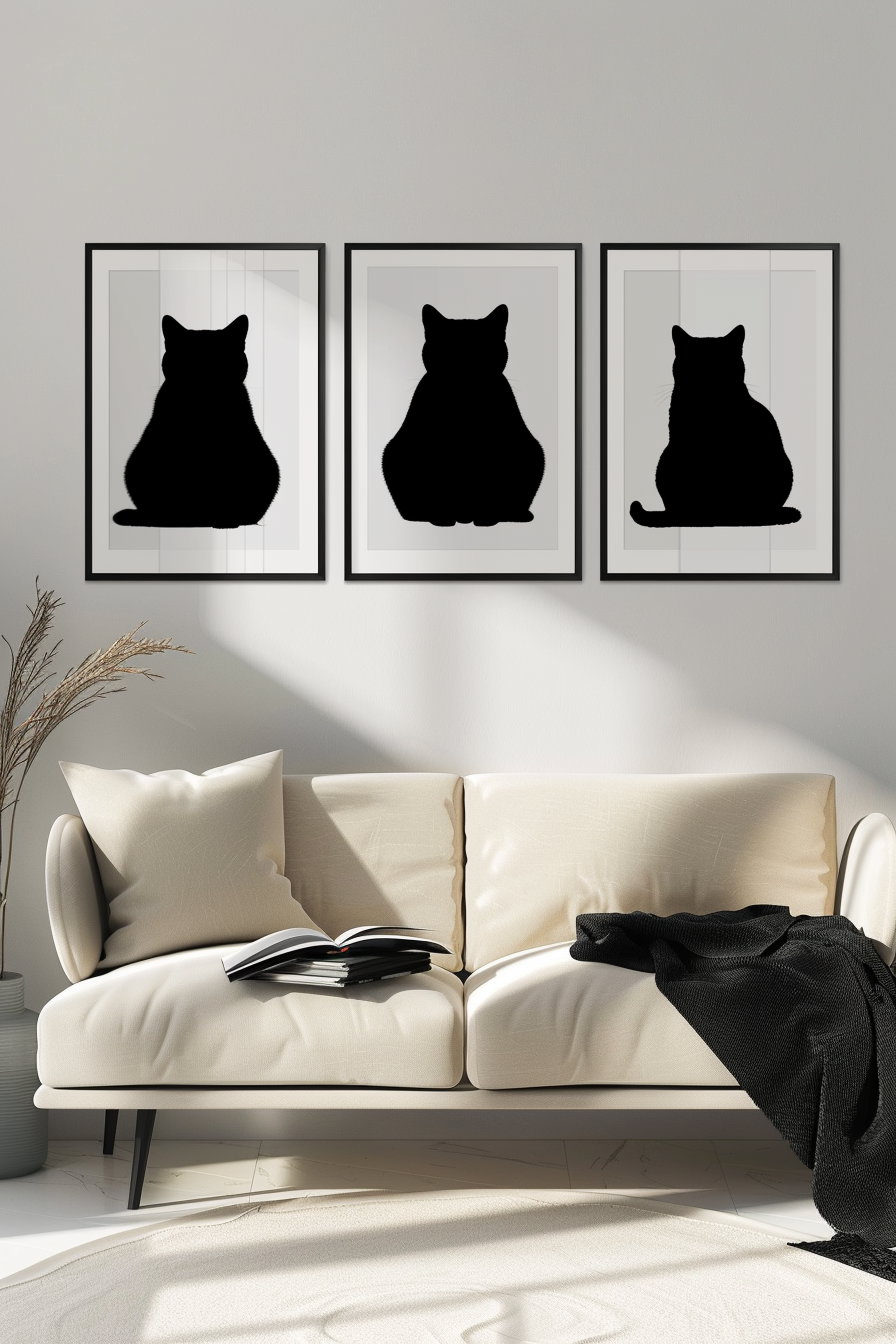 Minimalist cat poster bundle with clean modern decor style