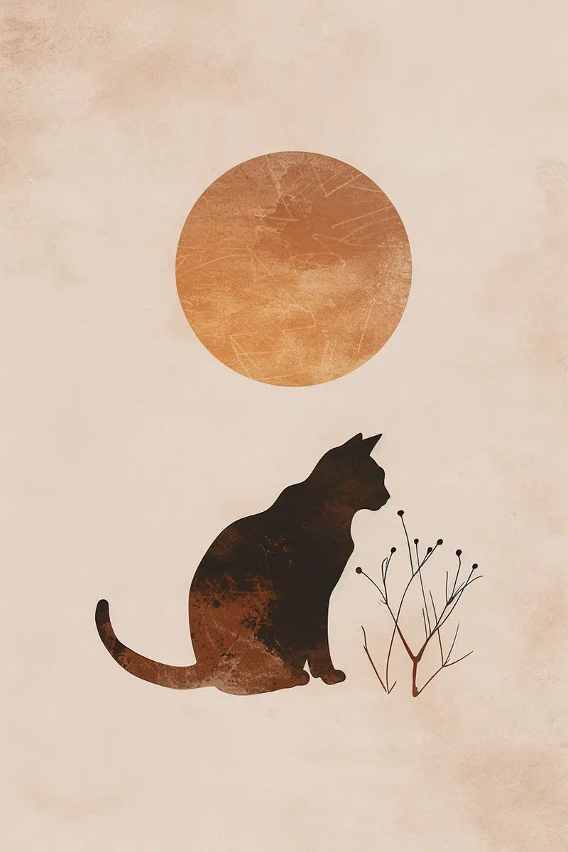 Boho Cat Printable Wall Art for Minimalist Decor