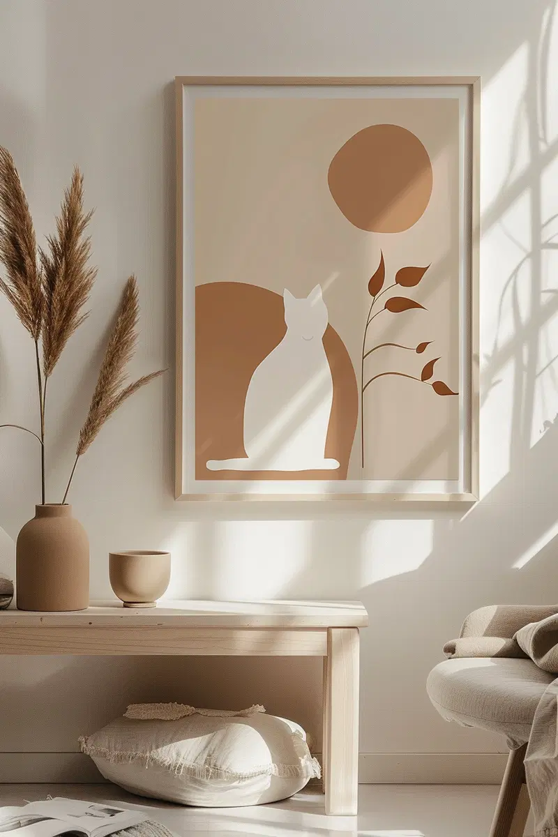 Minimalist Cat Printable Wall Art for Modern Boho Decor