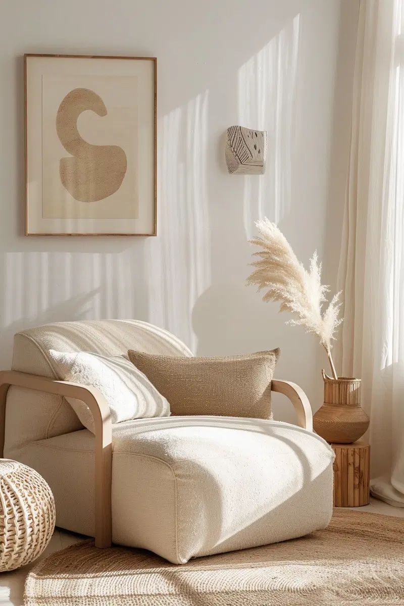 Minimalist Cat Printable Wall Art in Soft Beige Tones