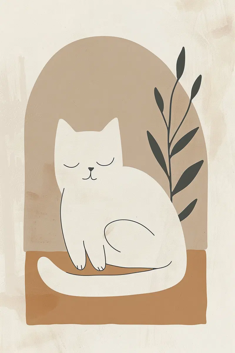 Minimalist Cat Printable Wall Art for Modern Boho Decor