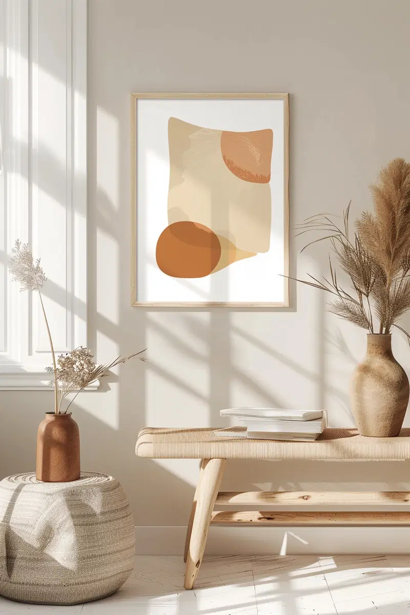 Abstract Cat Printable Wall Art in Earthy Tones