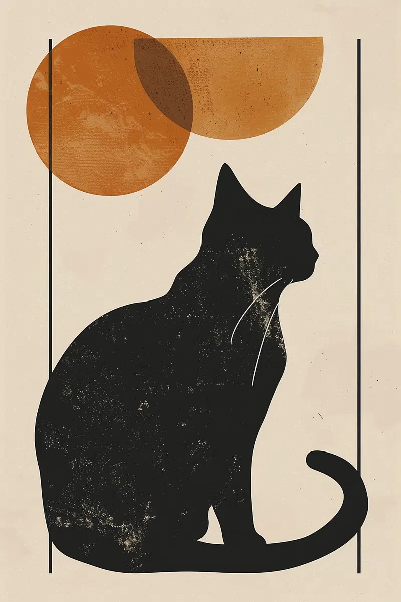 Boho Minimalist Cat Printable Wall Art Decor