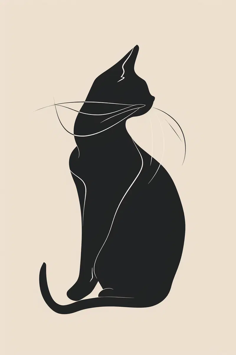 Minimalist Cat Printable Wall Art for Modern Decor