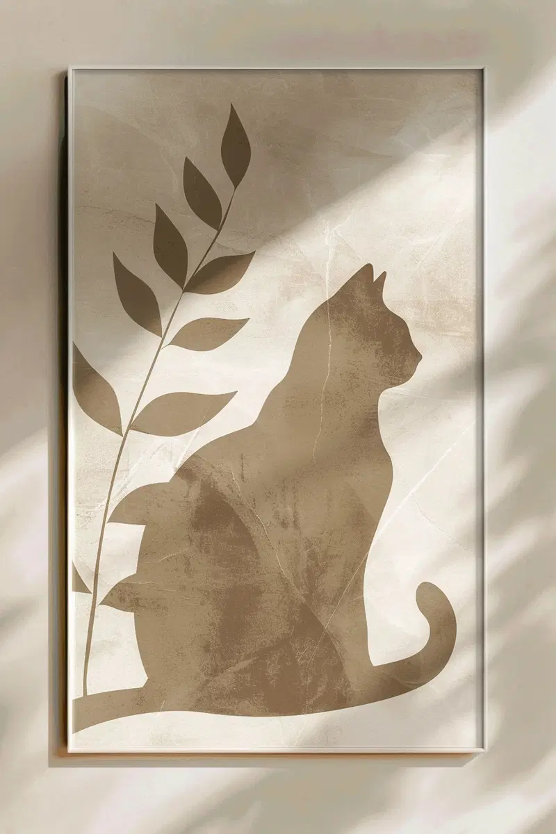 Minimalist Cat Printable Wall Art for Modern Decor