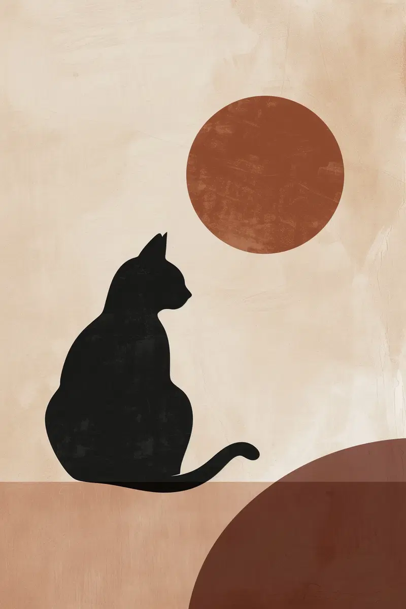 Minimalist Cat Printable Wall Art for Cozy Aesthetic Decor