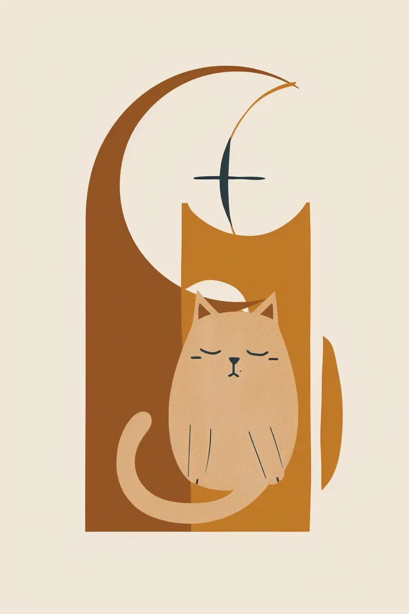 Printable Cat Wall Art in Warm Neutral Boho Aesthetic