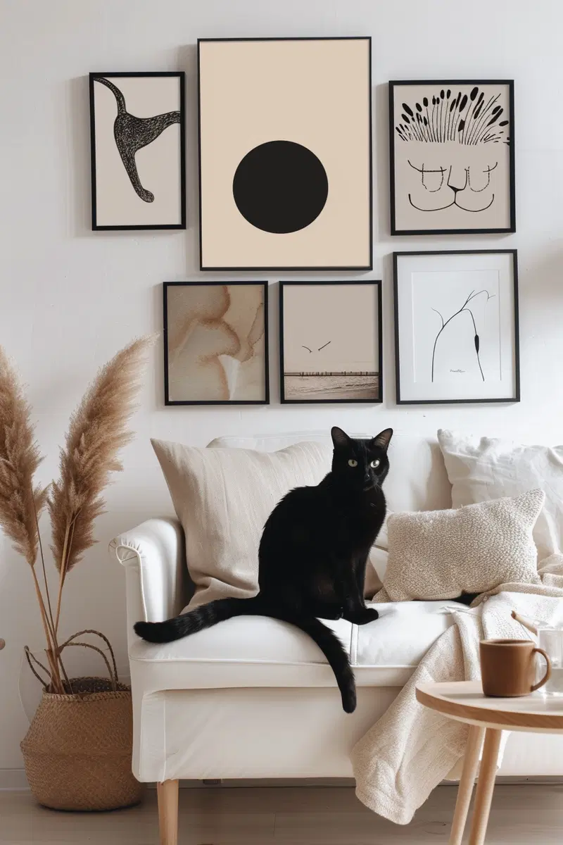 Scandinavian Boho Cat Printable Wall Art Decor