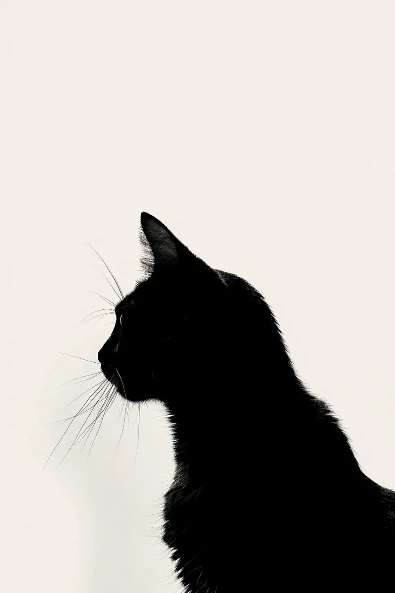Minimalist Black Cat Silhouette Printable Wall Art Decor