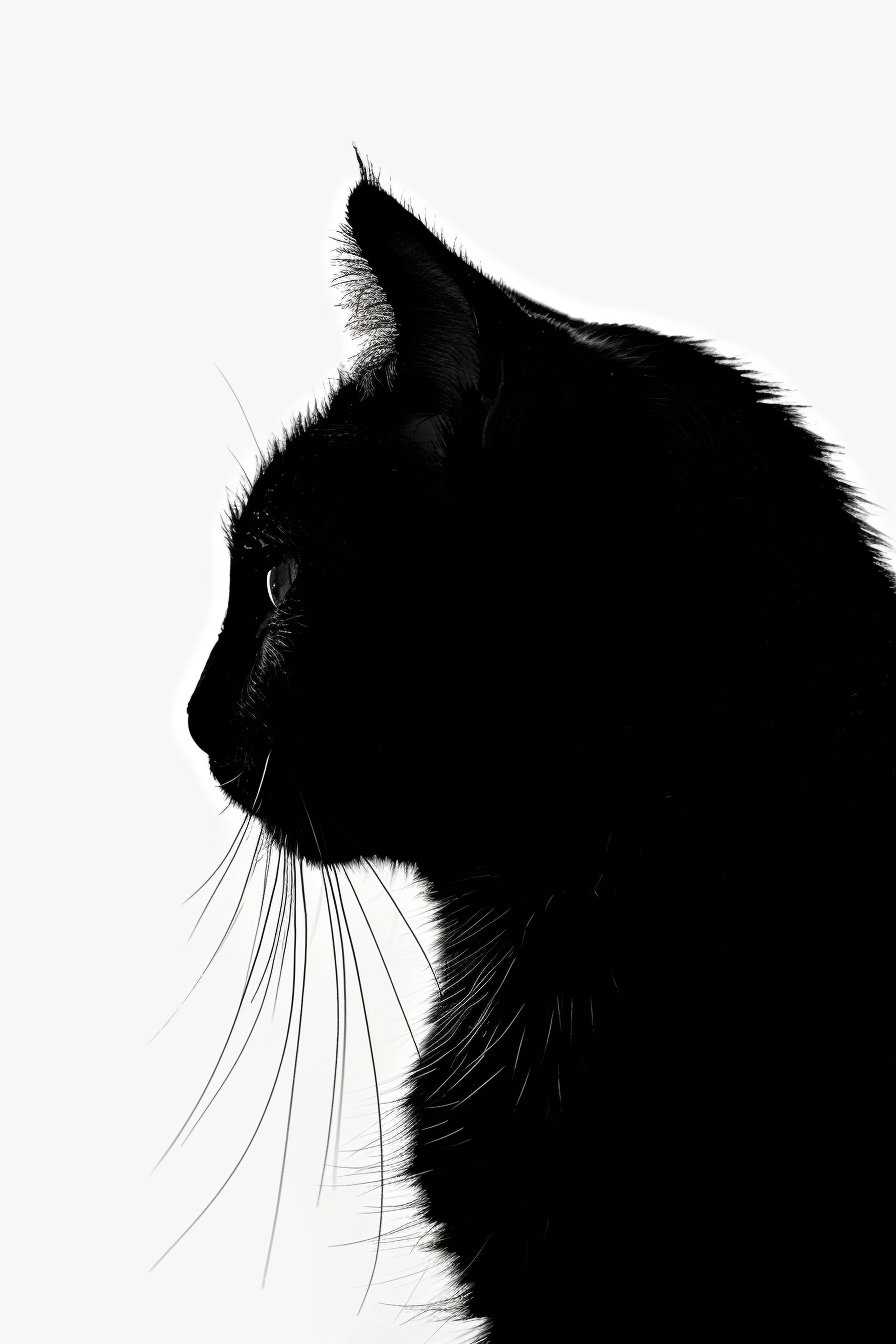 Black cat silhouette in minimalist wall art design