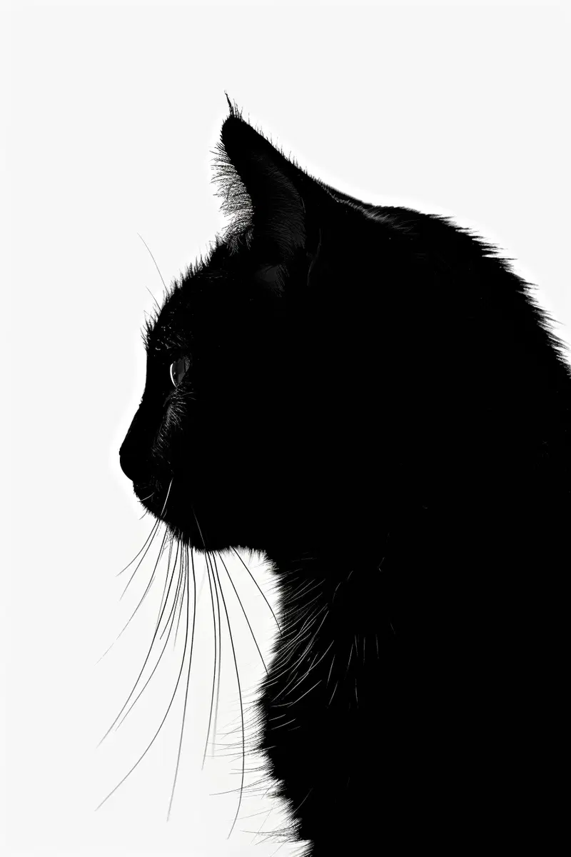 Minimalist Black Cat Silhouette Printable Wall Art Decor