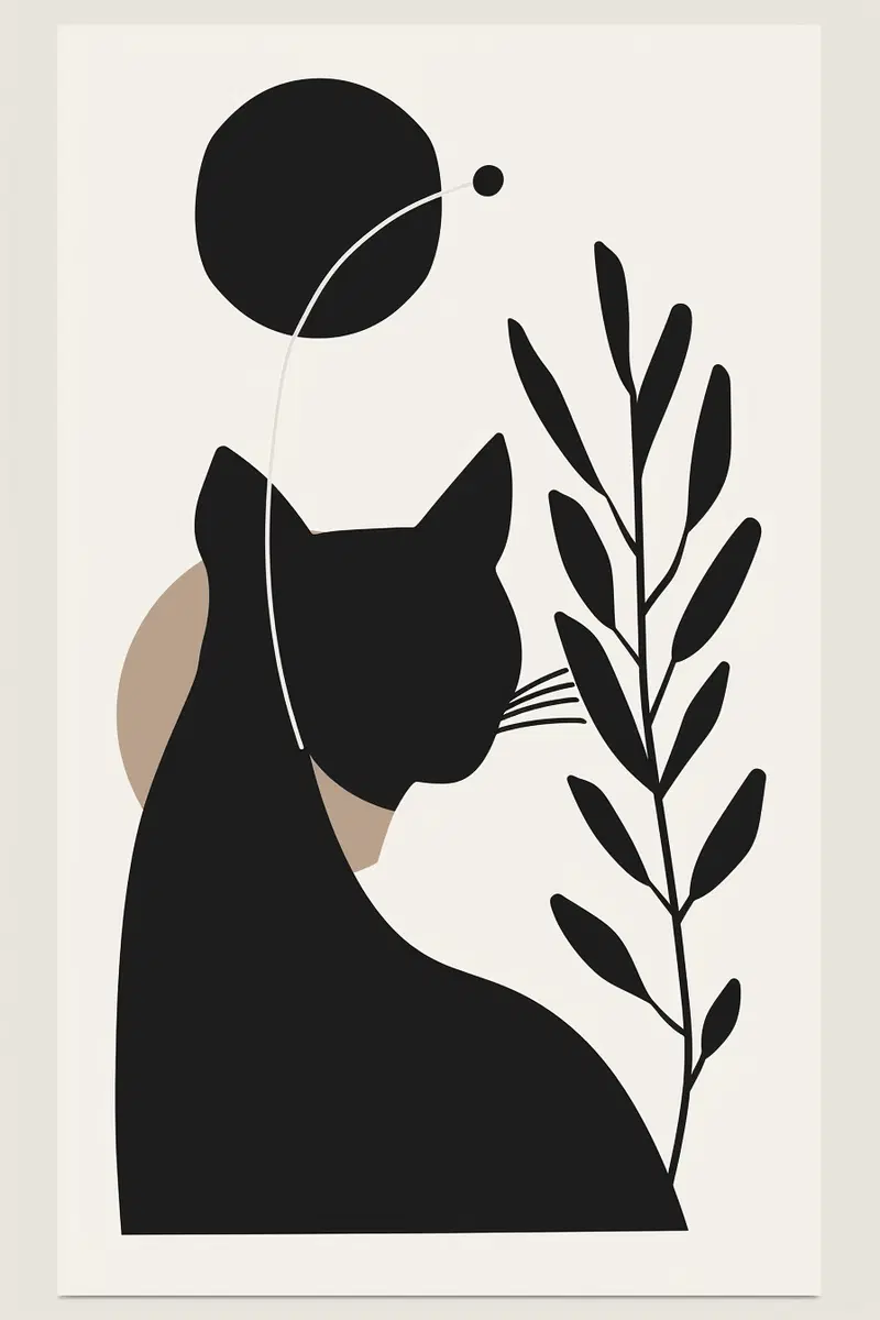 Modern Minimalist Cat Printable Wall Art Decor
