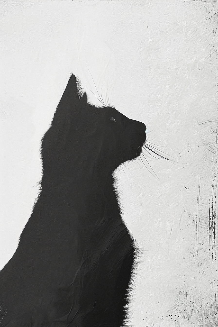Elegant minimalist cat silhouette with soft shadow and high contrast