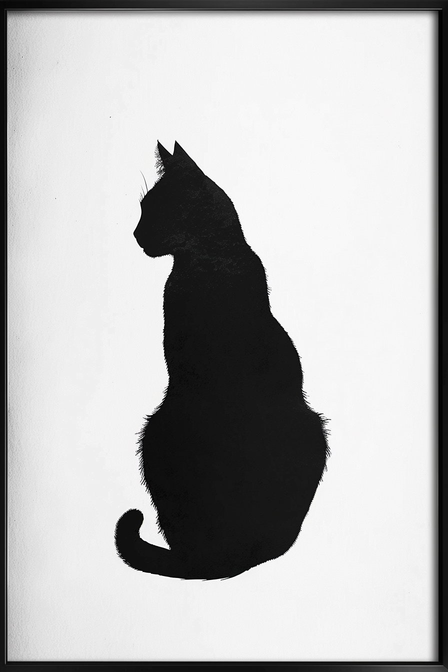 Elegant minimalist cat silhouette with soft shadow and high contrast