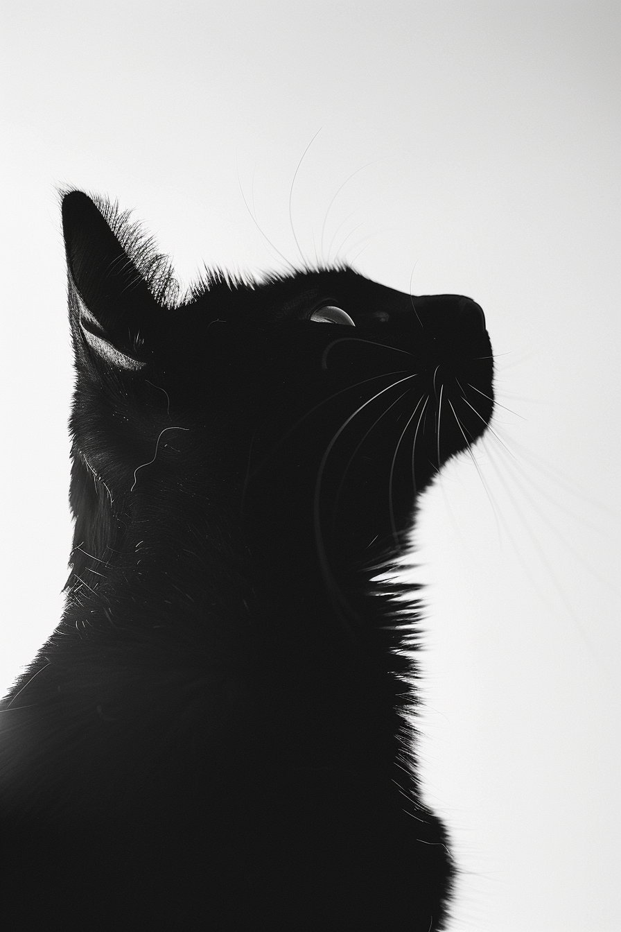 Elegant minimalist cat silhouette art with soft shadows