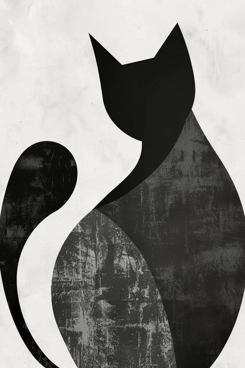 Abstract Cat Printable Wall Art in Minimal Luxury Style