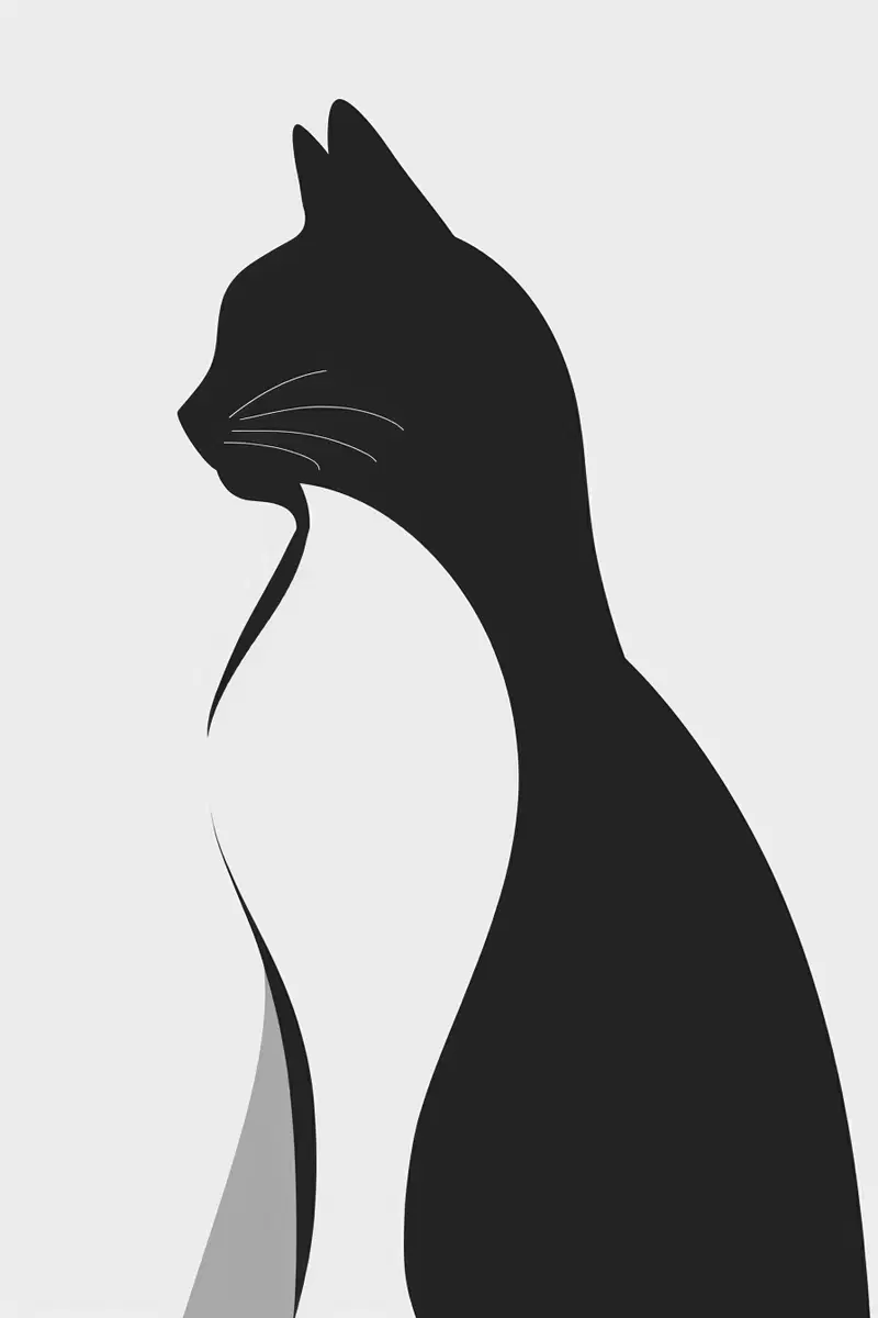 Abstract Cat Printable Wall Art in Minimal Luxury Style