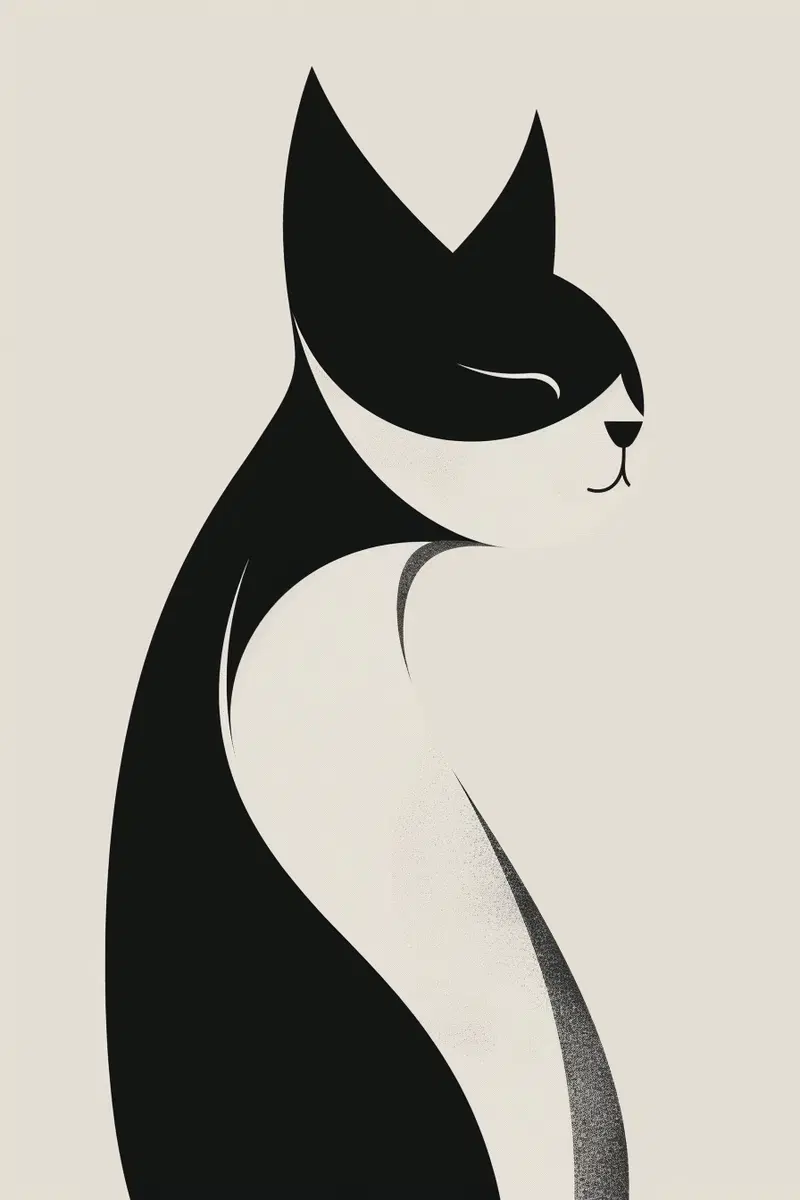 Minimalist Abstract Cat Printable Wall Art Decor