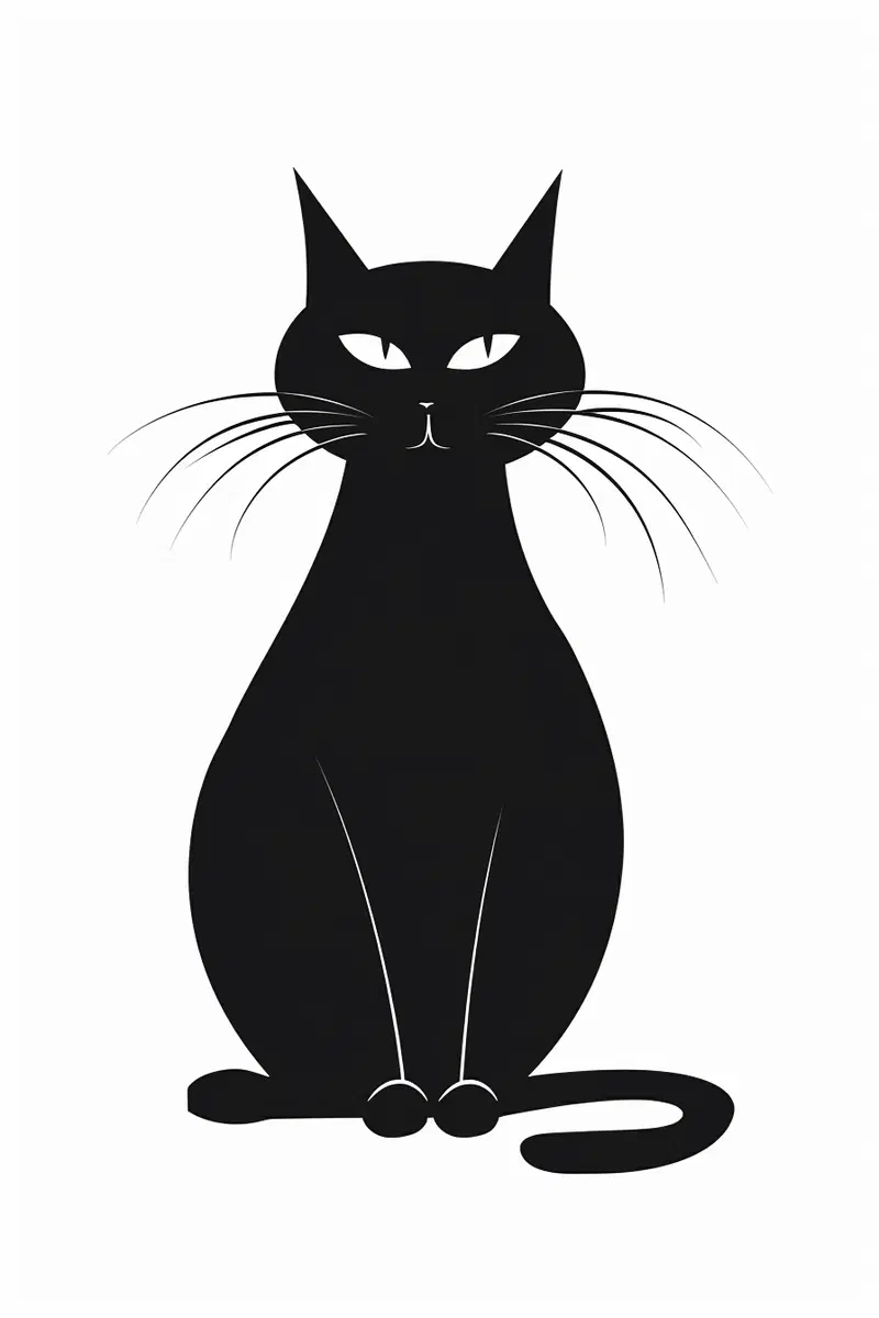 Minimalist Black Cat Printable Wall Art for Modern Decor