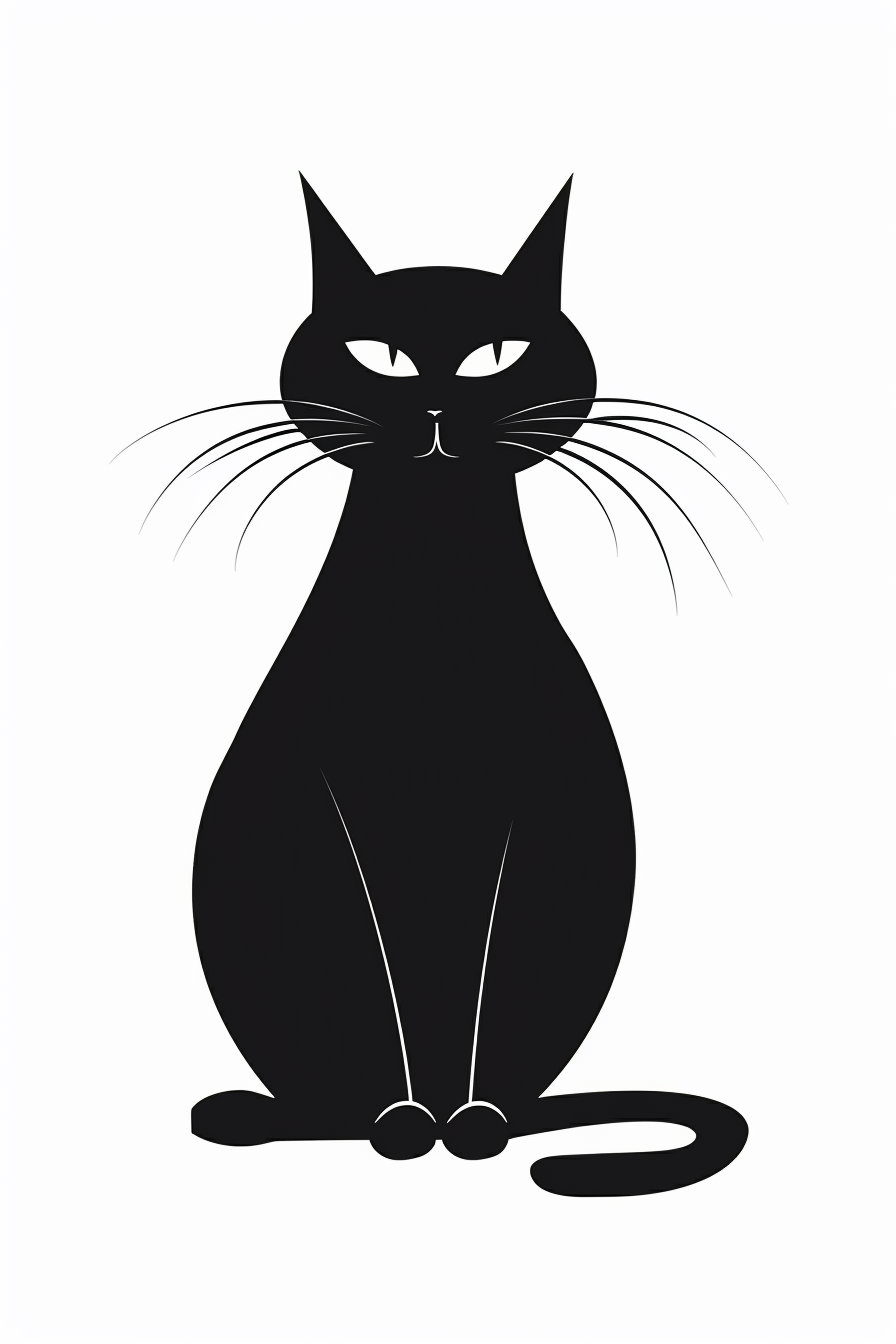 Minimalist black cat silhouette with gradient shadow art